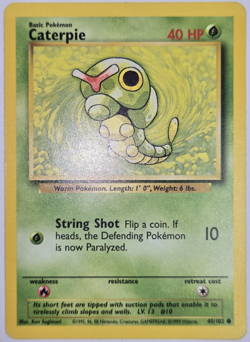 Pokemon TCG Caterpie Base Set 45/102 Regular Common LP - Image 1