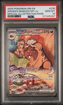 2025 POKEMON DRI EN-DESTINED RIVALS #235 ARVEN'S MABOSSTIFF EX PSA 10 - Image 1