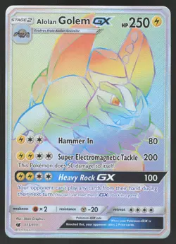 Alolan Golem GX 113/111 Secret Rare Pokemon TCG Crimson Invasion NM - Image 1