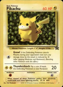 Pokemon TCG Pikachu Wizards Black Star Promos Rare Regular 1999 Ivy Pikachu #1CC - Image 1