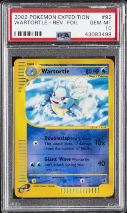 2002 POKEMON EXPEDITION #92 WARTORTLE-REVERSE FOIL PSA 10 - Image 1