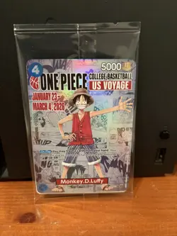Monkey D. Luffy ONE PIECE College Basketball US Voyage Promo Card SEALED - Image 1