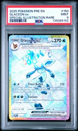 2025 POKEMON PRISMATIC EVOLUTIONS SPECIAL ILLUSTRATION RARE GLACEON EX PSA 9 - Image 1