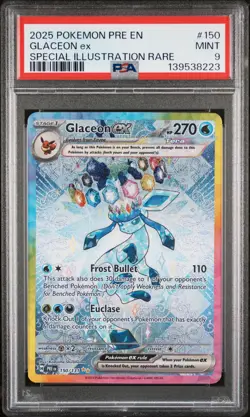 2025 POKEMON PRISMATIC EVOLUTIONS SPECIAL ILLUSTRATION RARE GLACEON EX PSA 9 - Image 1