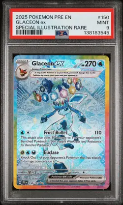 2025 POKEMON PRISMATIC EVOLUTIONS SPECIAL ILLUSTRATION RARE GLACEON EX PSA 9 - Image 1
