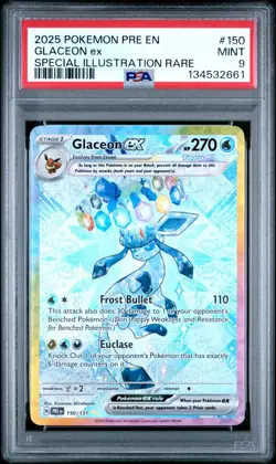 2025 POKEMON PRISMATIC EVOLUTIONS SPECIAL ILLUSTRATION RARE GLACEON EX 150 PSA 9 - Image 1