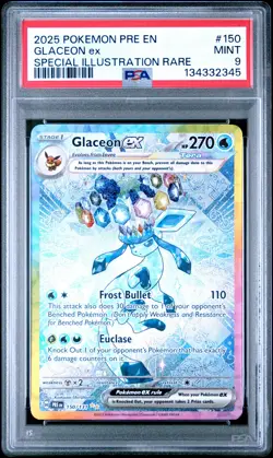 2025 POKEMON PRISMATIC EVOLUTIONS SPECIAL ILLUSTRATION RARE GLACEON EX PSA 9 - Image 1