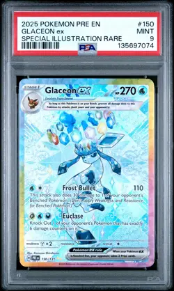 2025 POKEMON PRISMATIC EVOLUTIONS SPECIAL ILLUSTRATION RARE GLACEON EX PSA 9 - Image 1