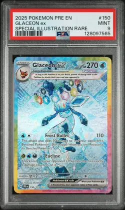 2025 POKEMON PRISMATIC EVOLUTIONS SPECIAL ILLUSTRATION RARE GLACEON EX PSA 9 - Image 1