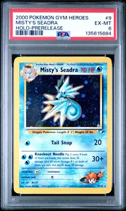 2000 POKEMON GYM HEROES HOLO-PRERELEASE #9 MISTY'S SEADRA PSA 6 - Image 1