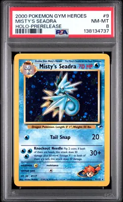 2000 POKEMON GYM HEROES HOLO-PRERELEASE #9 MISTY'S SEADRA PSA 8 - Image 1