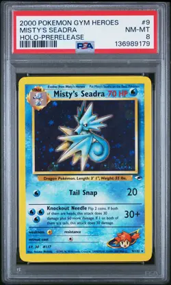 2000 POKEMON GYM HEROES HOLO-PRERELEASE #9 MISTY'S SEADRA PSA 8 - Image 1