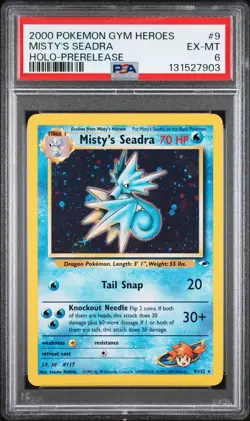 2000 POKEMON GYM HEROES HOLO-PRERELEASE #9 MISTY'S SEADRA PSA 6 - Image 1