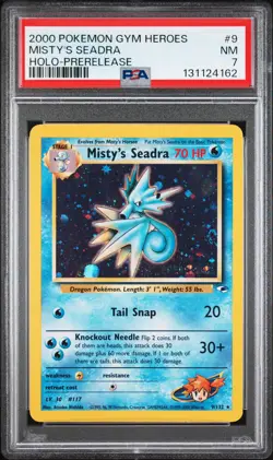 2000 POKEMON GYM HEROES HOLO-PRERELEASE #9 MISTY'S SEADRA PSA 7 - Image 1
