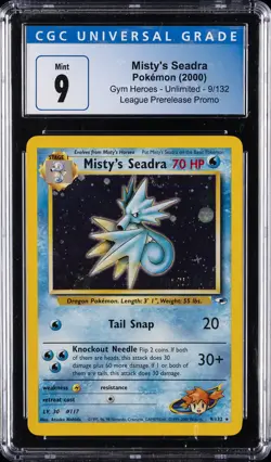 2000 POKEMON GYM HEROES HOLO-PRERELEASE #9 MISTY'S SEADRA CGC 9 - Image 1