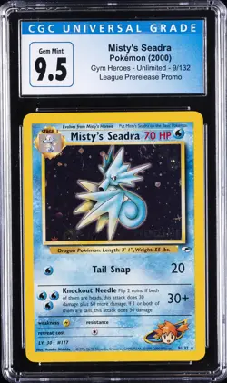 2000 POKEMON GYM HEROES HOLO-PRERELEASE #9 MISTY'S SEADRA CGC 9.5 - Image 1