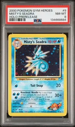 2000 POKEMON GYM HEROES HOLO-PRERELEASE #9 MISTY'S SEADRA PSA 8 - Image 1