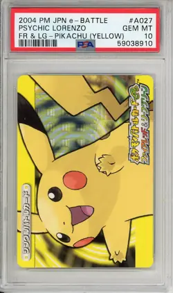 2004 POKEMON JAPANESE E-BATTLE FIRE RED & LEAF GREEN YELLOW PIKACHU #A27 PSA 10 - Image 1