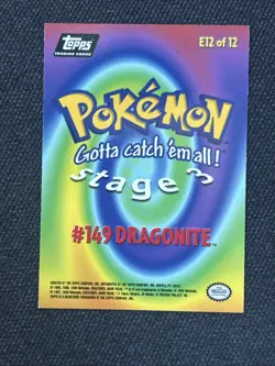 Topps Dragonite #149 Pokemon Non Holo E12 Of 12 Trading Card Black Label - Image 2
