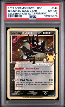 2021 POKEMON SWSH BLACK STAR PROMO #144 GRENINJA-GOLD STAR PSA 8 - Image 1