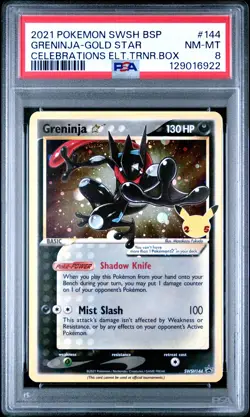2021 POKEMON SWSH BLACK STAR PROMO #144 GRENINJA-GOLD STAR PSA 8 - Image 1
