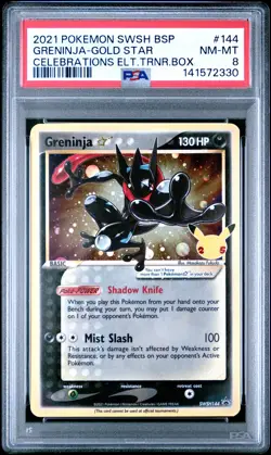 2021 POKEMON SWSH BLACK STAR PROMO #144 GRENINJA-GOLD STAR PSA 8 - Image 1