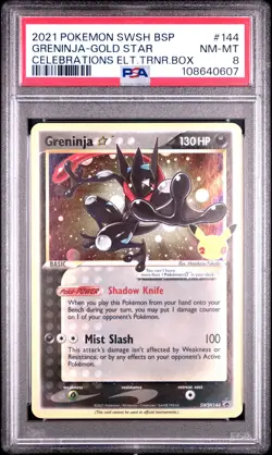 2021 POKEMON SWSH BLACK STAR PROMO #144 GRENINJA-GOLD STAR PSA 8 - Image 1