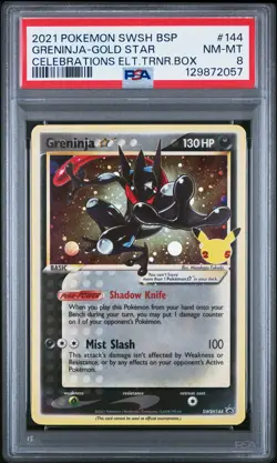 2021 POKEMON SWSH BLACK STAR PROMO #144 GRENINJA-GOLD STAR PSA 8 - Image 1