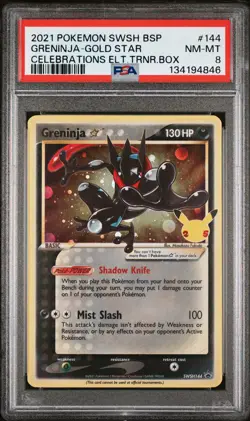 2021 POKEMON SWSH BLACK STAR PROMO GRENINJA-GOLD STAR#144 CELEBRATIONS ETB PSA 8 - Image 1
