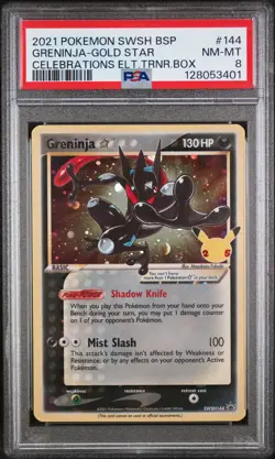2021 POKEMON SWSH BLACK STAR PROMO #144 GRENINJA-GOLD STAR PSA 8 - Image 1