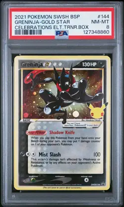 2021 POKEMON SWSH BLACK STAR PROMO #144 GRENINJA-GOLD STAR PSA 8 - Image 1
