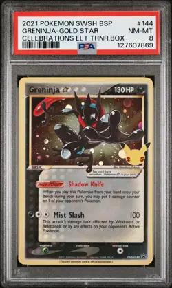 2021 POKEMON SWSH BLACK STAR PROMO #144 GRENINJA-GOLD STAR PSA 8 - Image 1