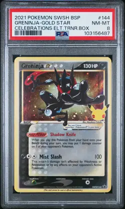 2021 POKEMON SWSH BLACK STAR PROMO #144 GRENINJA-GOLD STAR PSA 8 - Image 1