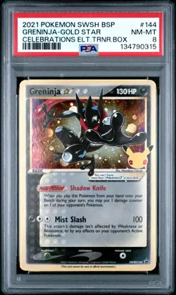 2021 POKEMON SWSH BLACK STAR PROMO #144 GRENINJA-GOLD STAR PSA 8 - Image 1