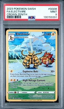 Pokemon TCG Electivire GG08/GG70 Crown Zenith: Galarian Gallery Holo Mint PSA 9 - Image 1
