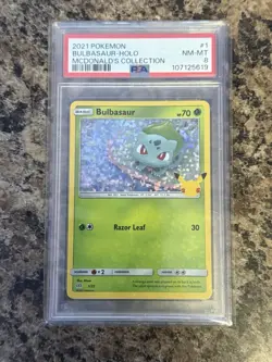 2021 POKEMON MCDONALD'S COLLECTION #1 BULBASAUR-HOLO PSA 8 - Image 1