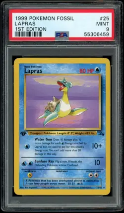 1999 Lapras 25/62 Fossil 1st Edition Non Holo PSA 9 Pokemon TCG - Image 1