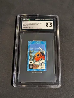 1997 Pokemon Japanese SEAKING Mini CoroCoro Karuta Hand Cut CGC NM/MINT+ 8.5 - Image 1
