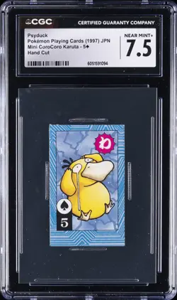 1997 POKEMON PLAYING CARDS JPN MINI COROCORO KARUTA - HAND CUT PSYDUCK CGC 7.5 - Image 1