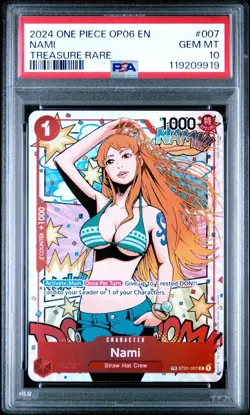 2024 ONE PIECE ST01 007 OP06 WINGS OF THE CAPTAIN NAMI TREASURE RARE PSA 10 - Image 1