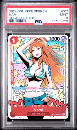 2024 ONE PIECE OP06-WINGS OF THE CAPTAIN TREASURE RARE #007 NAMI PSA 9 - Image 1
