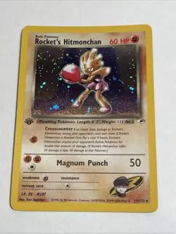1st Edition Rocket's Hitmonchan 11/132 Gym Heroes Holo Lp+/NM- - Image 1