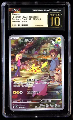 CGC 10 PRISTINE Pikachu 173/165 Pokemon SV2a 151 AR Japanese 2023 Card Graded - Image 1