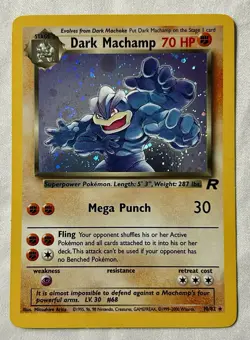 Pokemon TCG Dark Machamp Holo Rare 10/82 Team Rocket 2000 w/ Swirl - Image 1