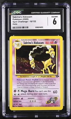 CGC 6 Sabrina's Alakazam 16/132 2000 Gym Challenge Holo Rare Pokemon Card SWIRL - Image 1