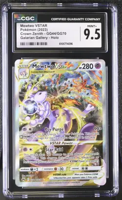 Pokemon CGC 9.5 Mewtwo VSTAR GG44/GG70 Crown Zenith Galarian Gallery Holo - Image 1