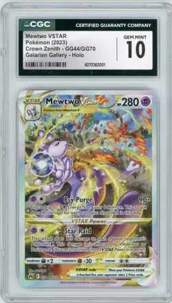 Pokemon TCG Mewtwo VSTAR GG44/GG70 Crown Zenith: Galarian Gallery CGC 10 - Image 1