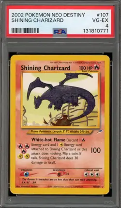 Pokemon Shining Charizard Neo Destiny Unlimited Holo Secret Rare #107 PSA 4 - Image 1