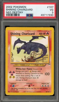 Pokemon Shining Charizard Neo Destiny Unlimited Holo Secret Rare #!07 PSA 3 - Image 1