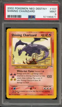 Pokemon Shining Charizard Neo Destiny Unlimited Holo Secret Rare #107 PSA 9 Mint - Image 1